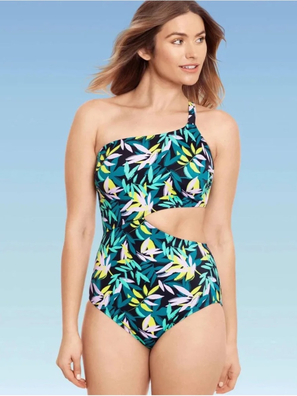 Beach Betty by Miracle Brands One-Shoulder CutOut Swimsuit, M